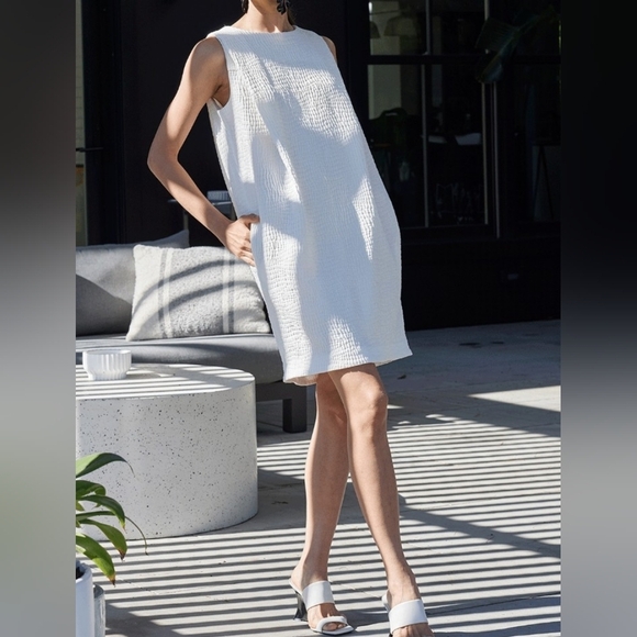 NATORI TEXTURED COTTON JACQUARD SHIFT DRESS. - Picture 5 of 13